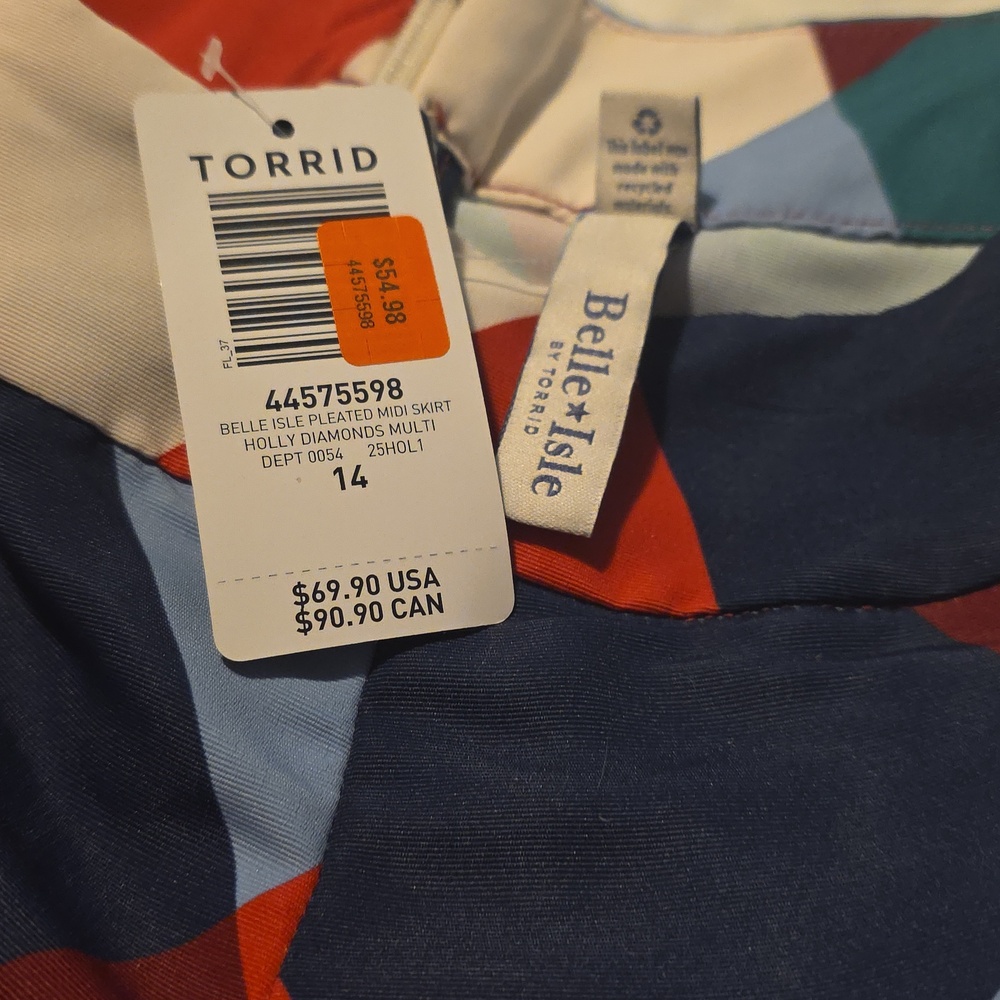 NWT Torrid Belle Isle Pleated Midi Skirt - Picture 5 of 6